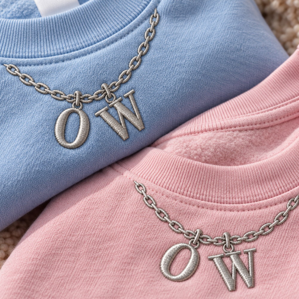 Our Initials Necklace Embroidered Sweatshirt – Personalized Matching Couple Sweatshirt