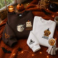 Personalized Happy Halloween Pet Portrait Embroidered Sweatshirt, Custom Dog & Cat Witch Hat Sweatshirt with Name
