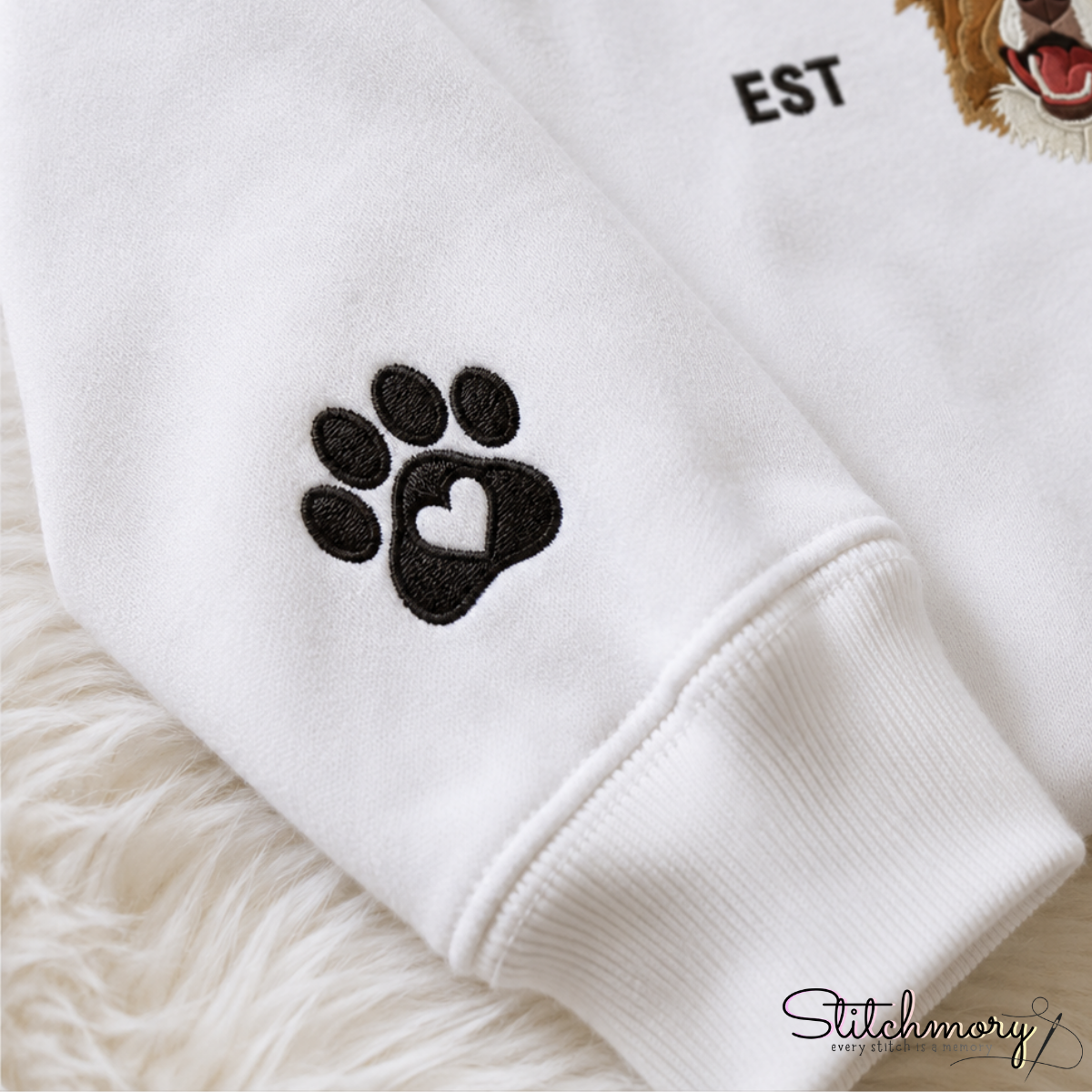 Personalized Border Collie Varsity Embroidered Hoodie with Name & EST Year, Custom Pet Portrait
