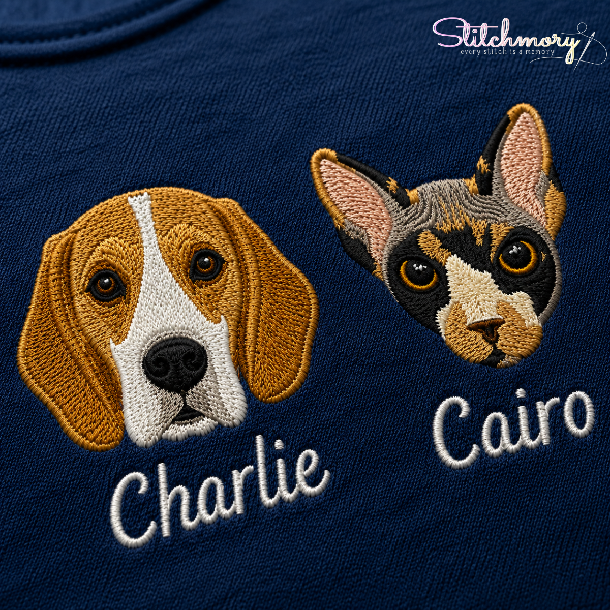 Personalized Dog & Cat Embroidered Sweatshirt with Names - Fits Up to 4 Pets