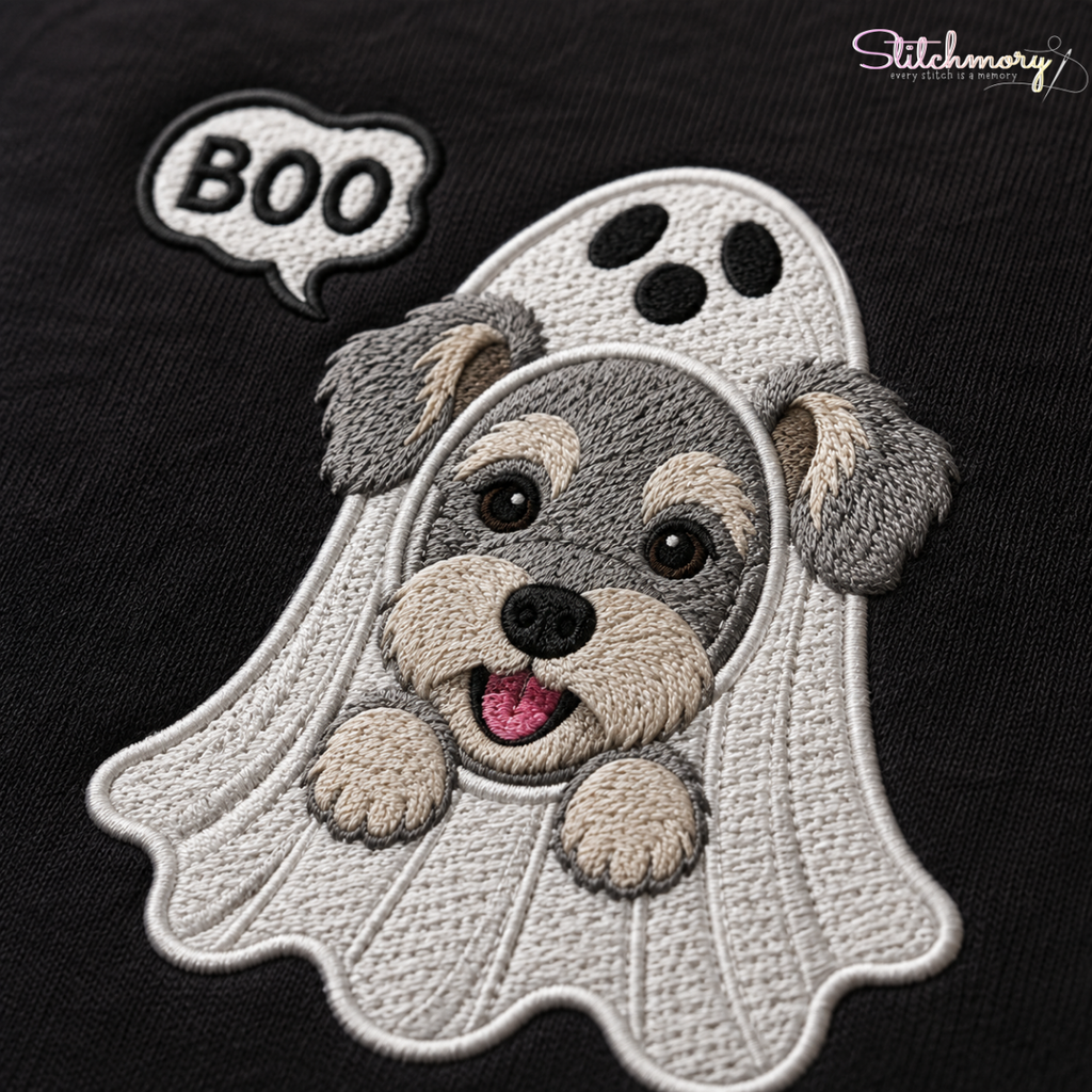 Personalized Halloween BOO Ghost Pet Embroidered Sweatshirt, Custom Pet Portrait with Name