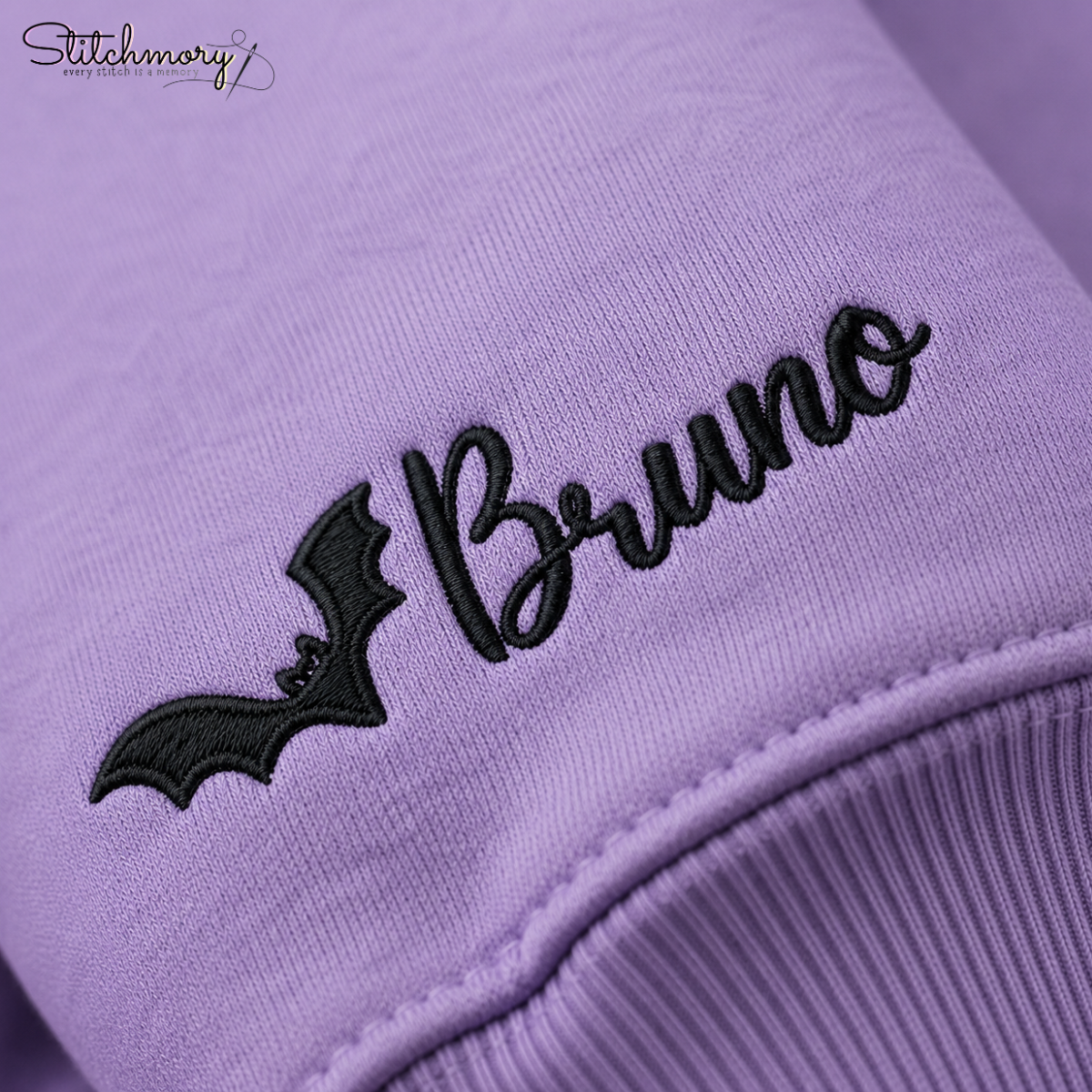 Personalized Halloween Pet Portrait Embroidered Sweatshirt, Custom Moon & Bat Embroidery with Pet Name