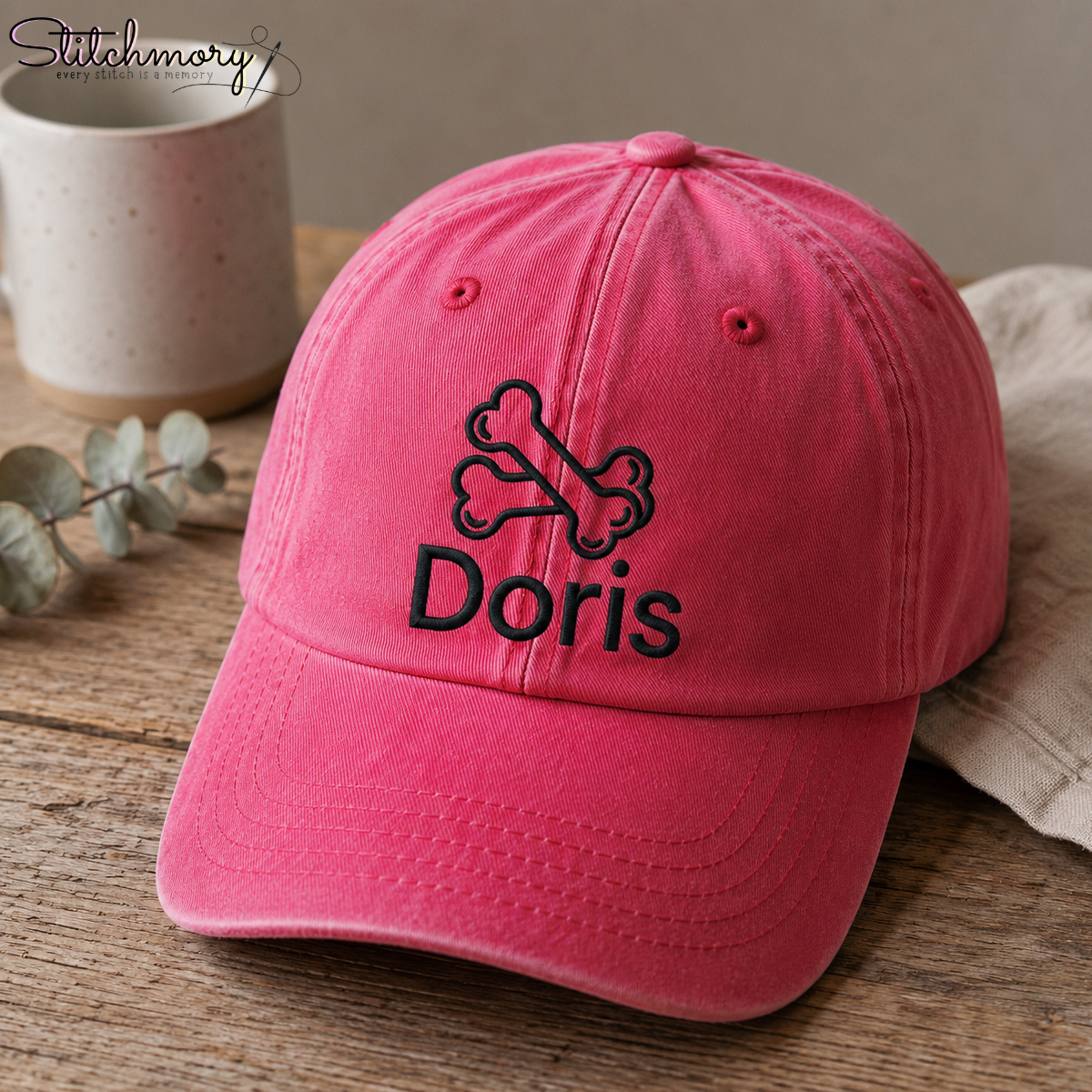 Personalized Dog Embroidered Washed Cap with Custom Name & Icon | Custom Pets Embroidered Cap