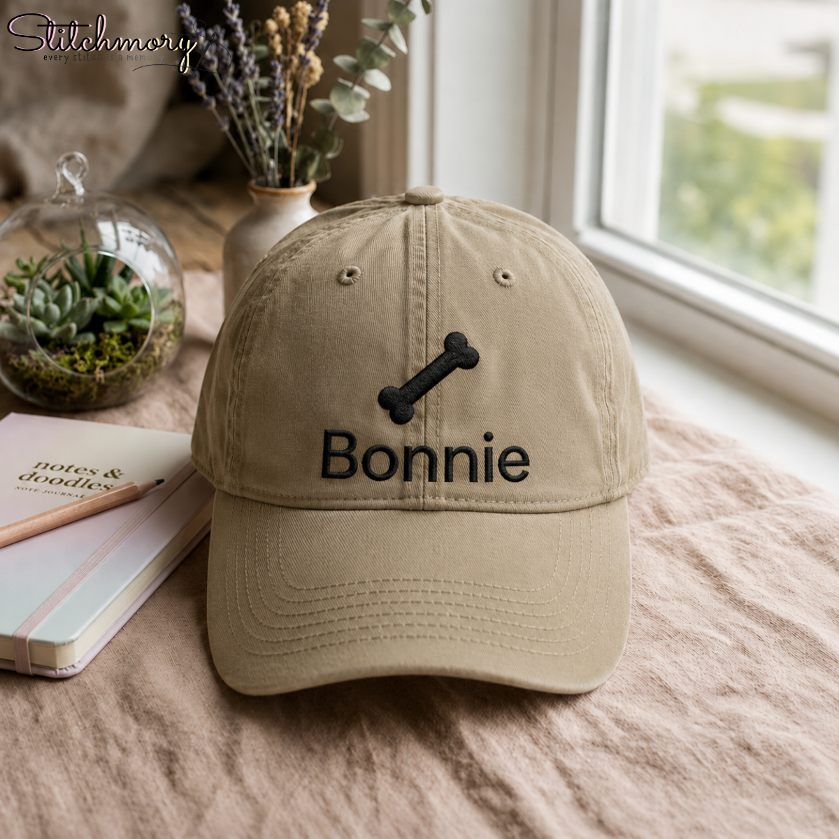 Personalized Dog Embroidered Washed Cap with Custom Name & Icon | Custom Pets Embroidered Cap