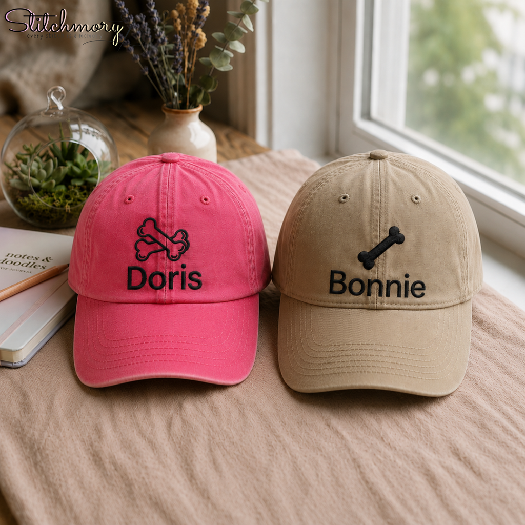 Personalized Dog Embroidered Washed Cap with Custom Name & Icon | Custom Pets Embroidered Cap