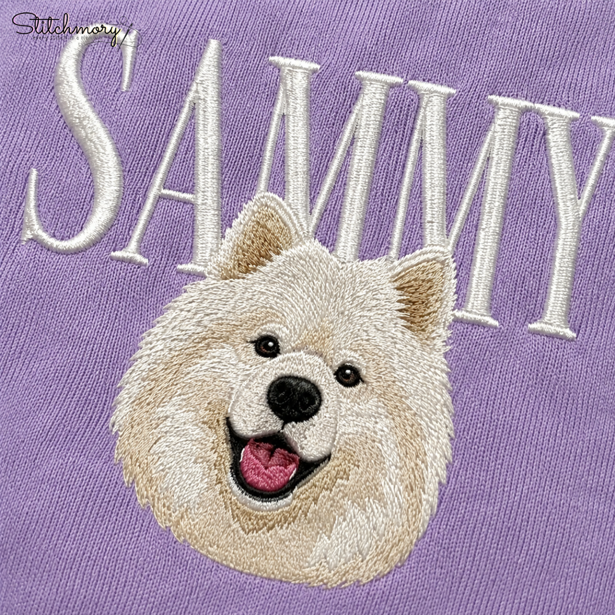 Personalized Samoyed Portrait Sweatshirt, Custom Dog With Name Embroidered Sweatshirt, Dog Lover Gift