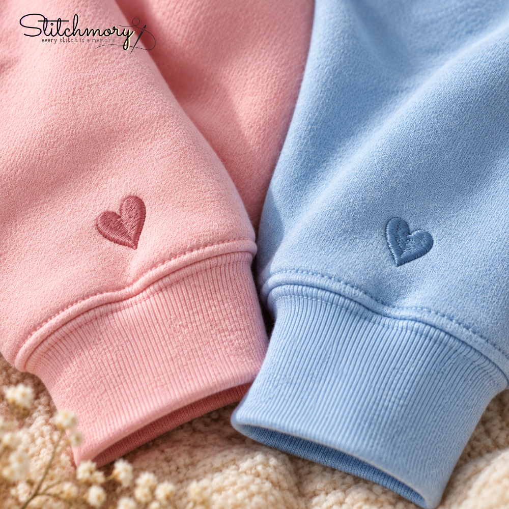 Personalized Scattered Couple Names Embroidered Sweatshirt – Custom Matching Couple Sweatshirt