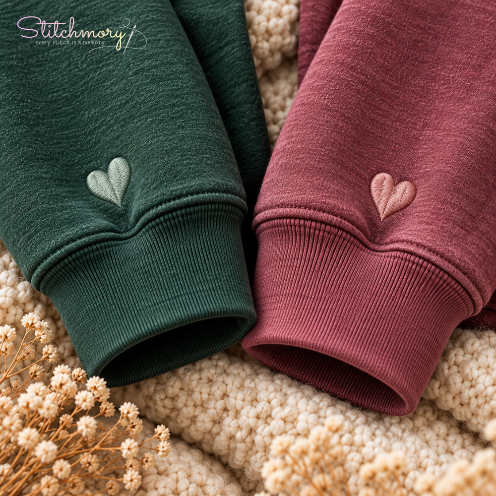 Personalized Scattered Couple Names Embroidered Sweatshirt – Custom Matching Couple Sweatshirt