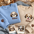 Personalized Shih Tzu Portrait Embroidered Sweatshirt – Custom Dog Photo & Name Sweatshirt