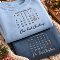 Personalized Special Date Calendar Embroidered Sweatshirt – Custom Anniversary Gift