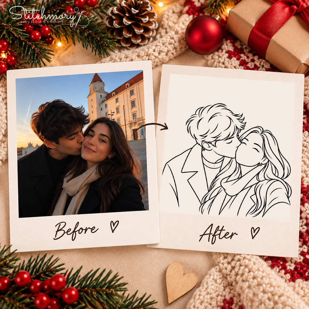 Personalized Tied Together This Christmas Embroidered Sweatshirt – Custom Couple Photo Portrait