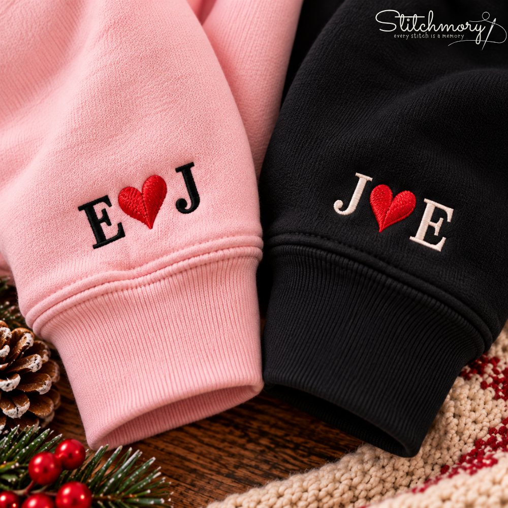 Personalized You Light Up My Christmas Embroidered Sweatshirt – Custom Couple Photo Sweatshirt