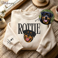 Personalized Rottweiler Portrait Sweatshirt, Custom Dog Embroidered Sweatshirt