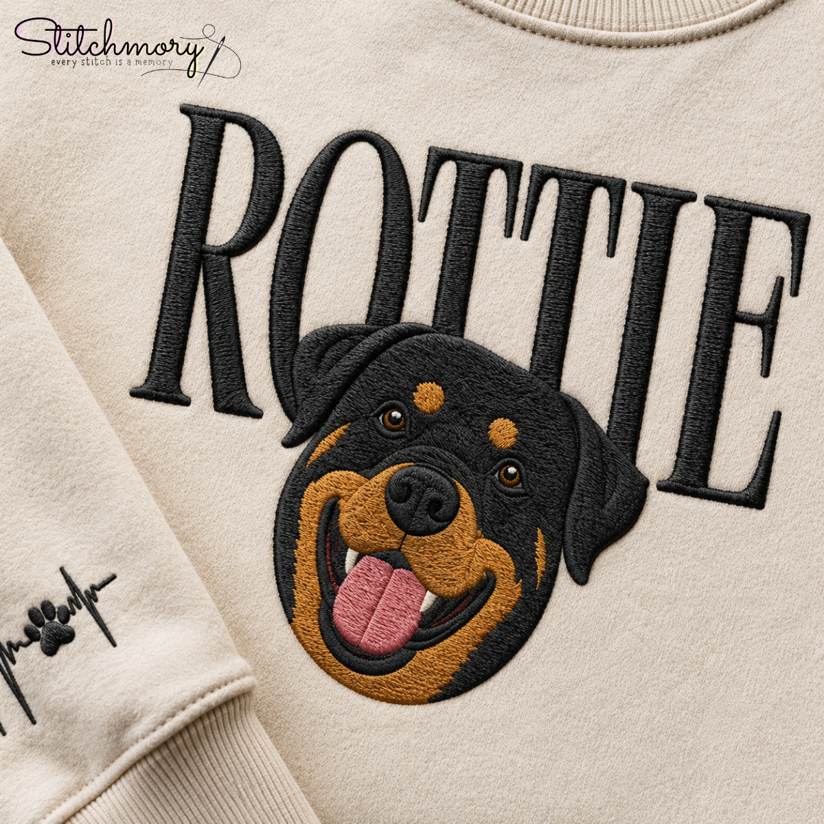 Personalized Rottweiler Portrait Sweatshirt, Custom Dog Embroidered Sweatshirt