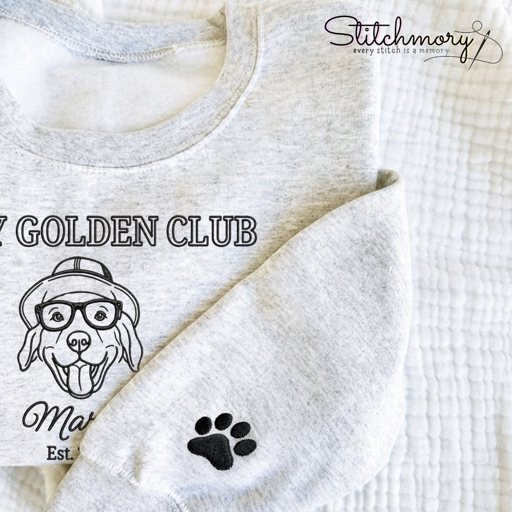 Salty Golden Club Custom Golden Retriever Embroidered Sweatshirt, Personalized Dog Sweatshirt