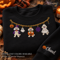 White Poodle Halloween Charm Necklace Embroidered Sweatshirt With Custom Name
